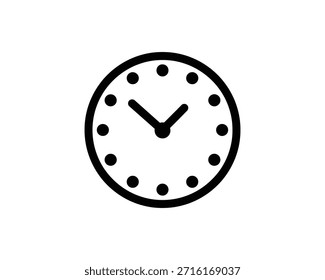 Un simple icono de reloj en blanco y negro que representa la medición del tiempo, perfecto para su uso en varios materiales digitales e impresos.