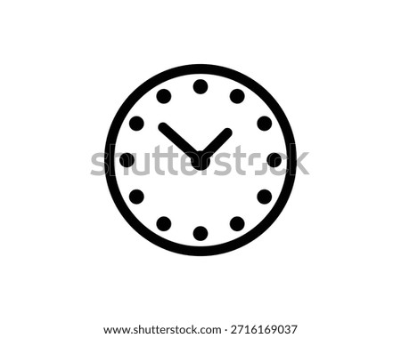 A simple black and white clock icon representing time measurement, perfect for use in various digital and print materials.