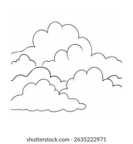 Simple black and white cloud outline illustration suitable for weather and sky related designs