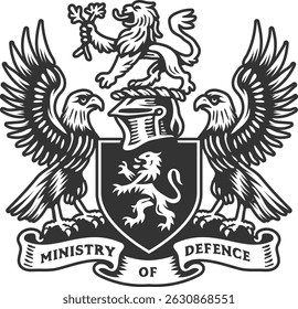 Simple black and white coat of arms crest eagle