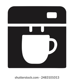 Simple black and white coffee maker icon illustration. Vector illustration