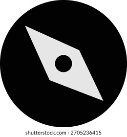 Icono simple de la brújula en blanco y negro que apunta hacia el norte