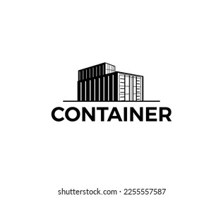 Simple Black and White Container Logo Design Template