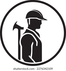 Simple black and white contractor vector logo