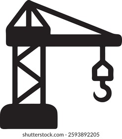 Simple Black and White Crane Icon, crane icon vector.