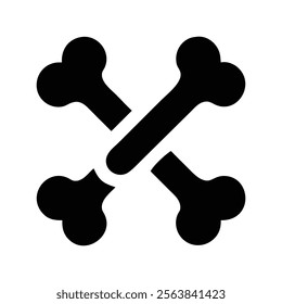 Simple Black and White Crossed Bones Icon