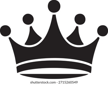 Uma ilustração simples de coroa preta e branca representa a realeza da autoridade e aspirações nobres com minimalismo e elementos de design sofisticados