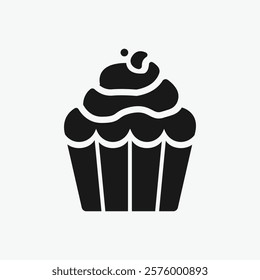 Simple Black and White Cupcake Icon