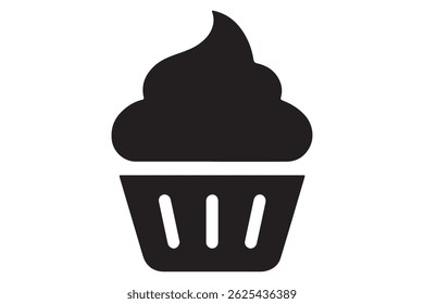 Simple black and white cupcake icon.