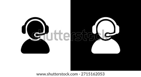 Simple Black and White Customer Service Operator with Headset Icon