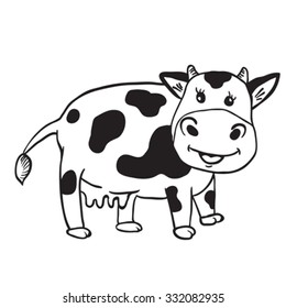 simple black and white cute cow