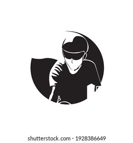 Simple Black and White Cyclist Logo 2