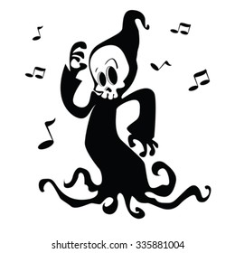 simple black and white dancing death cartoon
