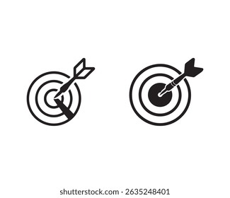 Simple black and white dartboard icon with bullseye.