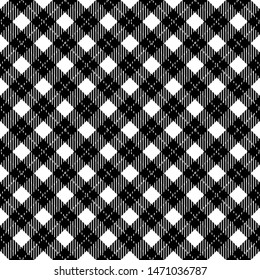Simple black and white diagonal textured lumberjack plaid/ tartan plaid pattern for textile/fabric print