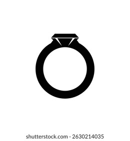 Simple black and white diamond ring icon representing engagement marriage and love