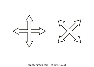 Simple Black and White Directional Arrows Graphic.