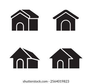 Simple Black and White Dog House Icons