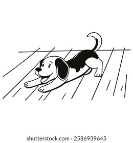 Simple Black and White Dog Line Art - Minimalist Illustration