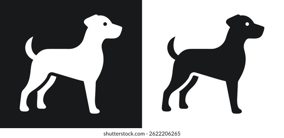 Simple black and white dog silhouette illustration in side profile for various design projects