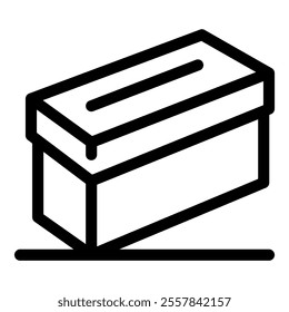 Simple black and white donation box placed on a surface, ready to receive charitable contributions