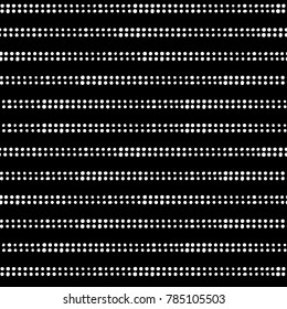 Simple black and white doodle dots geometric striped seamless pattern, vector