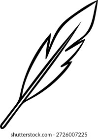 Doodle blanco y negro simple de una pluma. Icono de estilo de boceto para Mardi Gras, adorno de máscara de carnaval, elegancia o disfraz