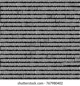 Simple black and white doodle lines geometric striped seamless pattern, vector
