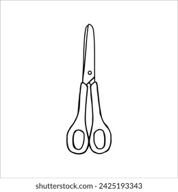 Simple Black and White Doodle of a Pair of Scissors on a Plain Background