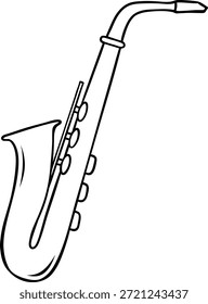Simples rabiscar preto e branco de um saxofone. Ícone de estilo de esboço para Mardi Gras, festival de jazz, Nova Orleans ou tema de música