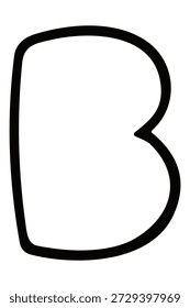 Estilo doodle blanco y negro simple mayúscula por letra en un contorno grueso. Ideal para materiales de aprendizaje para niños o proyectos creativos.