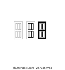 Ilustrações simples de portas e janelas em preto e branco para inspiração de design