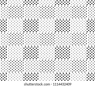 Simple black and white doted squares geo seamless pattern, vector