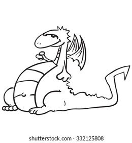 simple black and white dragon cartoon