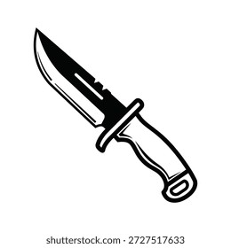 Simples desenho preto e branco de uma adaga em um fundo branco