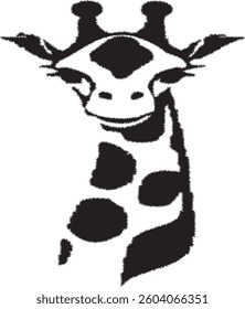 Simple Black and White Drawing of a Giraffe