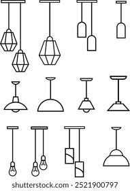 Simple black and white drawing of light fixtures