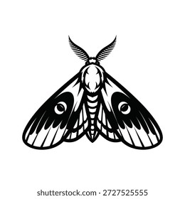 Dibujo sencillo en blanco y negro de una polilla con puntos distintivos en sus alas