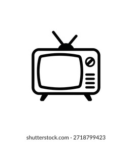 Simple dibujo en blanco y negro de un televisor de estilo retro