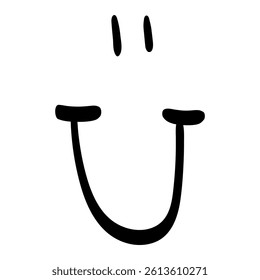 Simple black and white drawing of a smiling face.