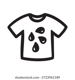 Um simples desenho preto e branco de uma t-shirt com várias gotículas de água