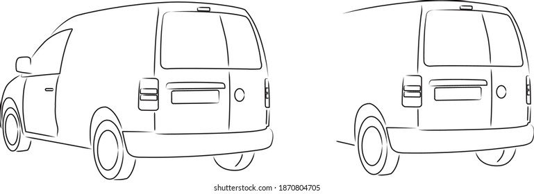 Vehículo de autoservicio de dibujo simple en blanco y negro