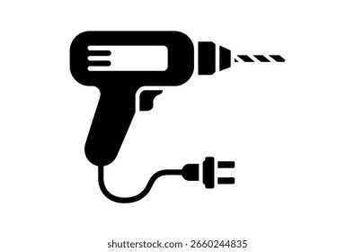 Icono de taladro blanco y negro simple