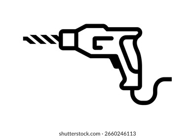 Icono de taladro blanco y negro simple