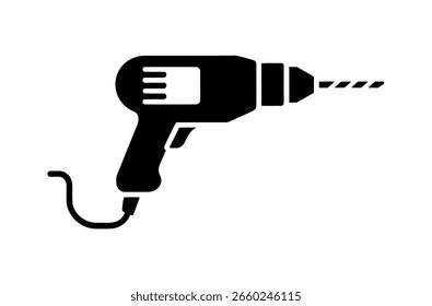 Icono de taladro blanco y negro simple