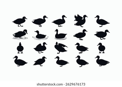 Simple Black and White Duck Silhouettes