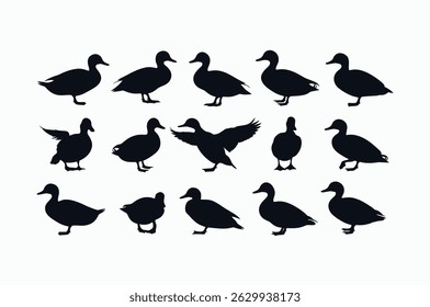 Simple Black and White Duck Silhouettes