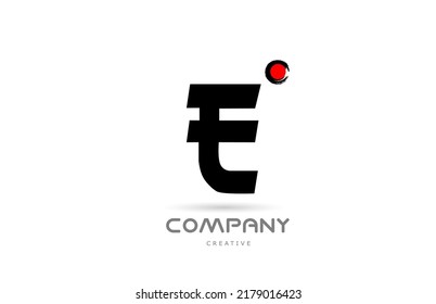 einfaches, schwarz-weißes E-Alphabet Buchstaben Logo Symbol Design mit japanischer Schrift. Kreative Vorlage für Unternehmen und Unternehmen mit rotem Punkt