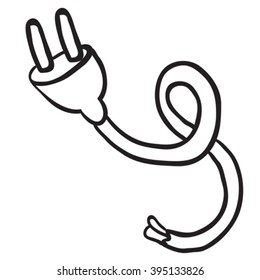 simple black and white electrical plug cartoon