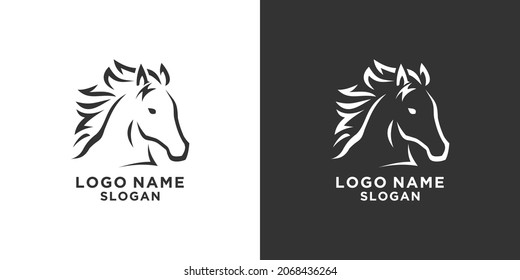 simple black and white elegant horse vector logo